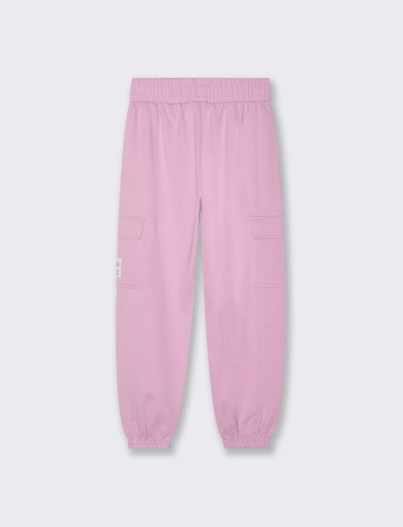 Jogger con tasconi in french terry da bambina - Rosa