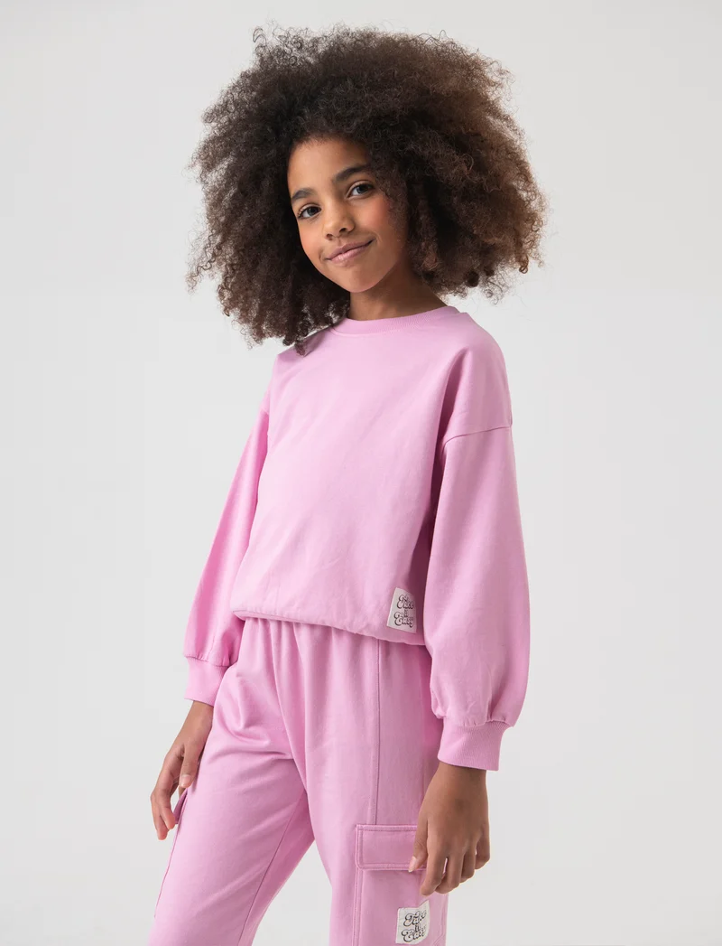 Felpa girocollo da bambina - Rosa