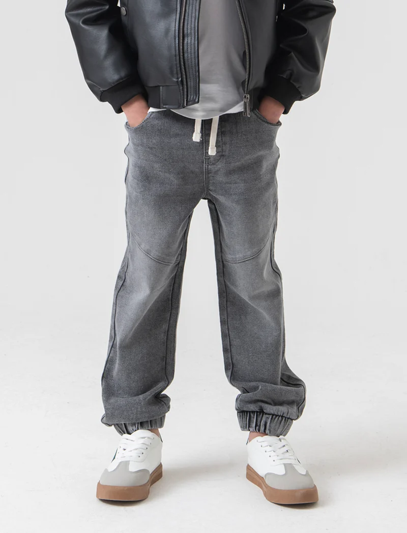 Jogger in denim da bambino - Grigio