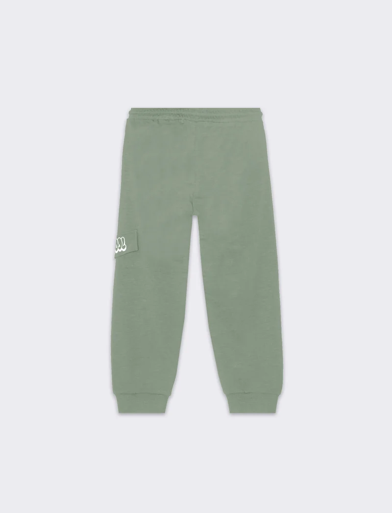 Jogger in felpa fiammata da bambino - Verde salvia