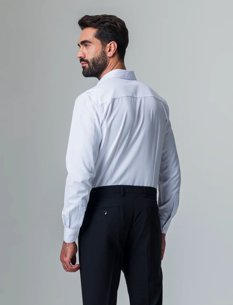 Camicia slim fit tessuto tecnico da uomo - Bianco