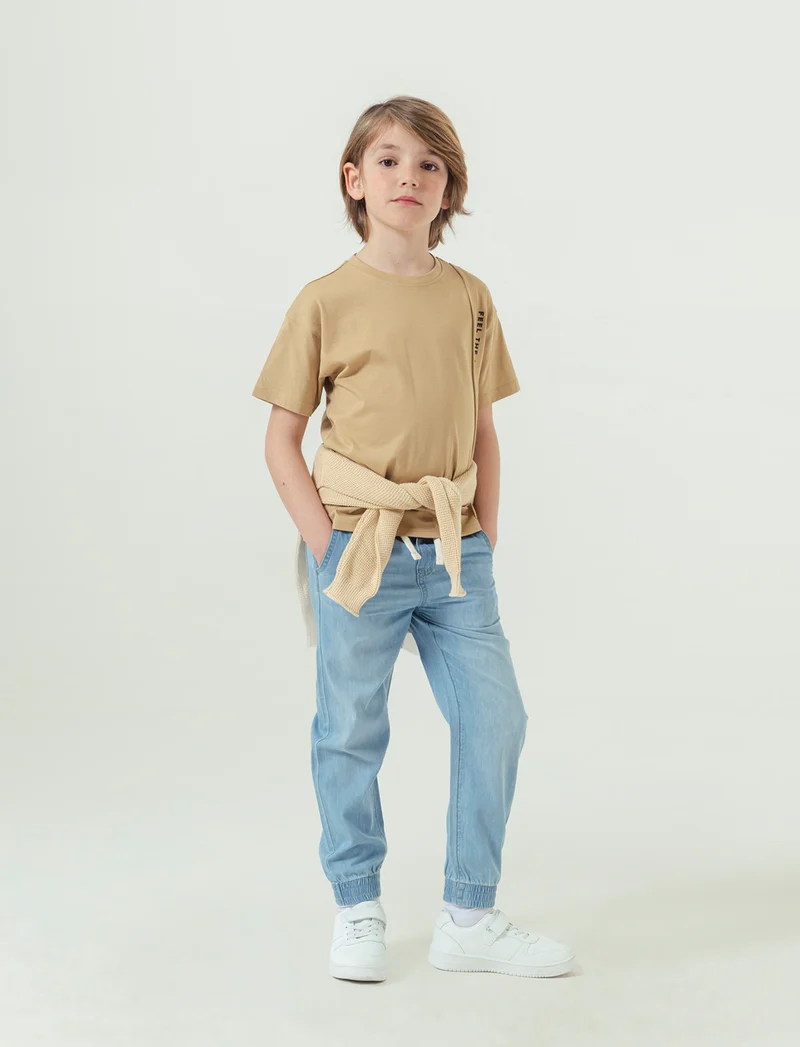 Jogger in denim leggero da bambino - Denim chiaro