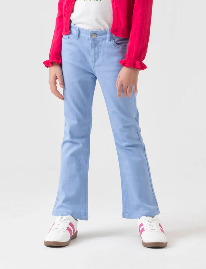 Pantalone 5 tasche da bambina - Azzurro