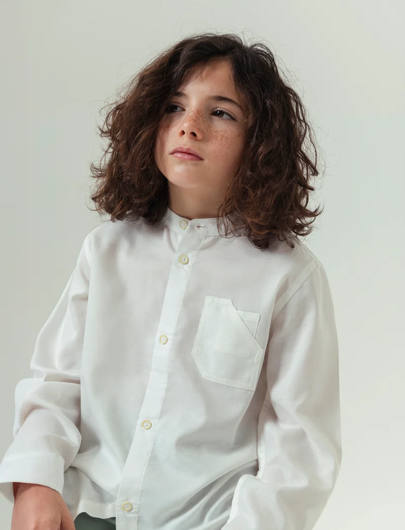 Camicia maniche lunghe da bambino - Bianco latte