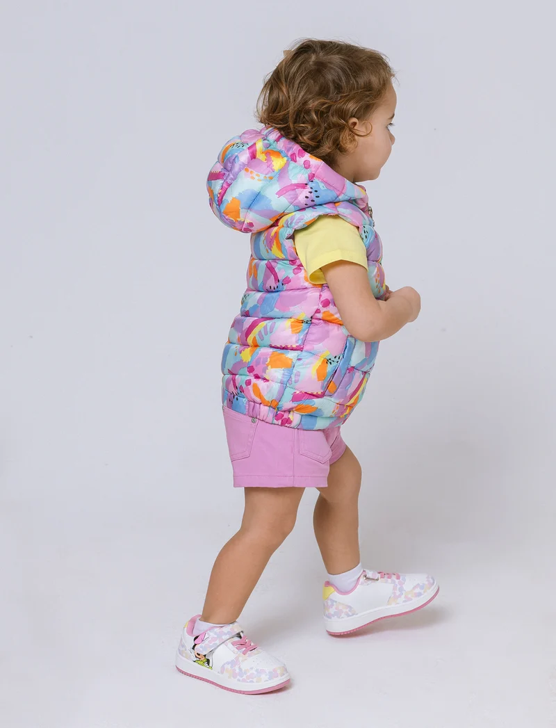Gilet con cappuccio e zip da neonata - Rosa