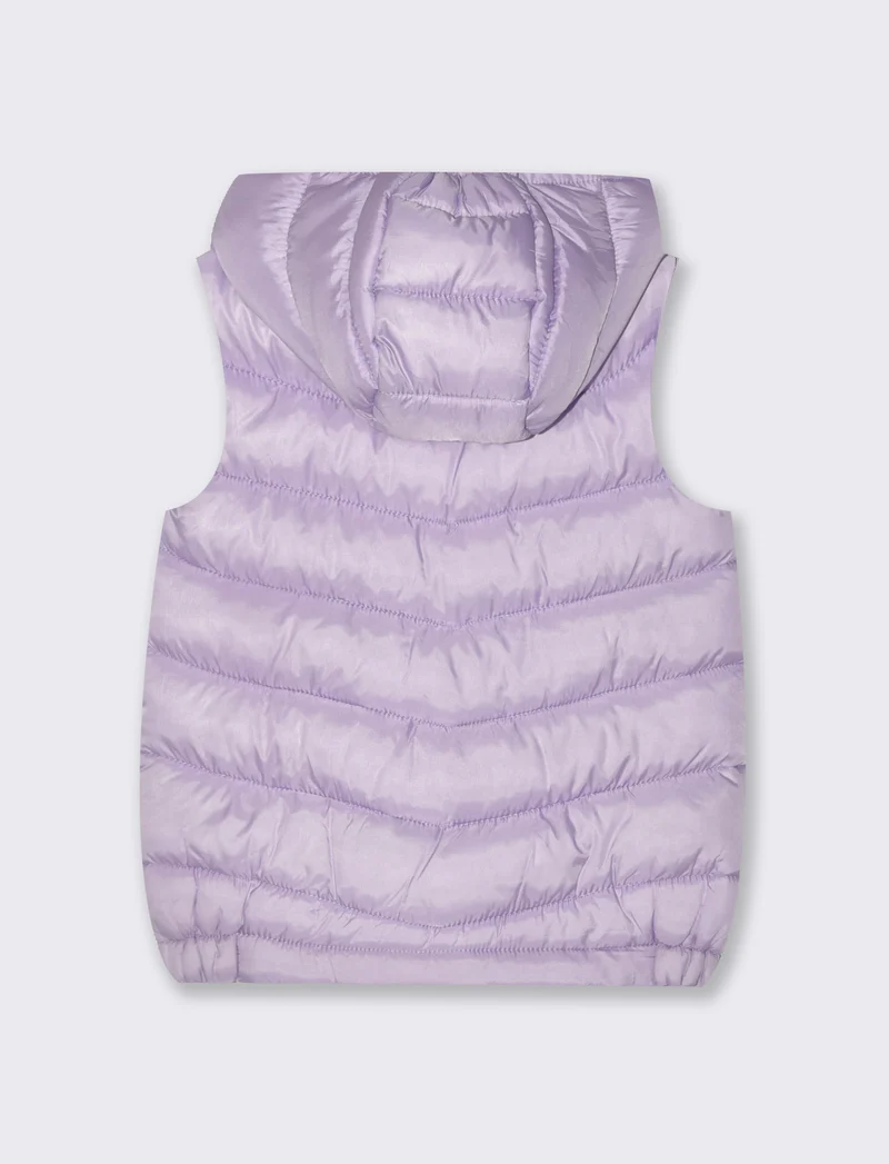 Gilet con cappuccio e zip da neonata - Lilla