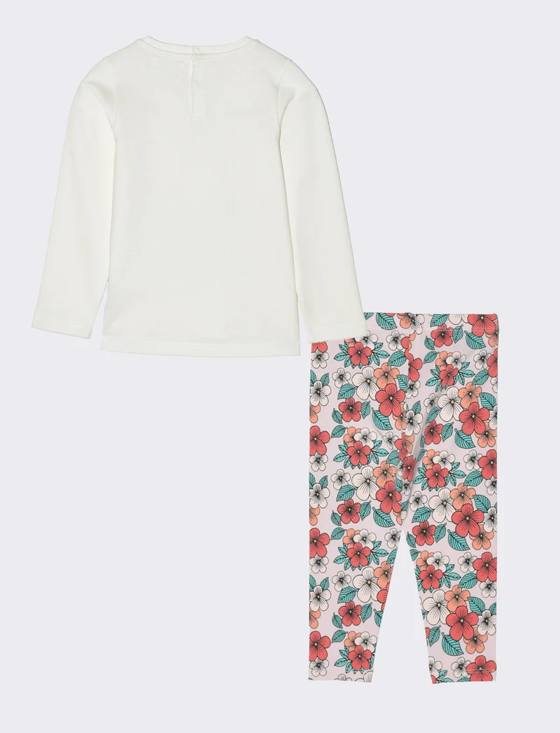 Completo 2 pezzi maglia e leggings da neonata - Bianco latte