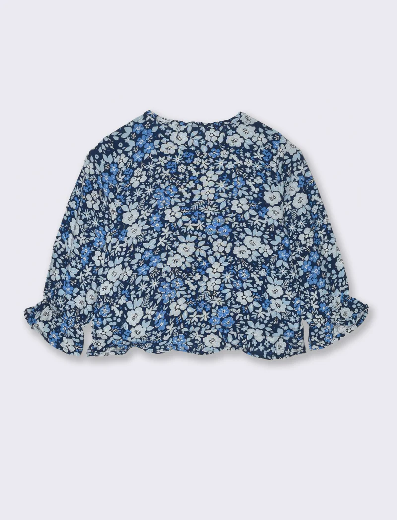 Blusa stampata con fiocchetti da neonata - Blu