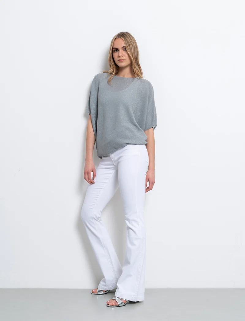 Maglia scollo a barca da donna - Grigio mel.
