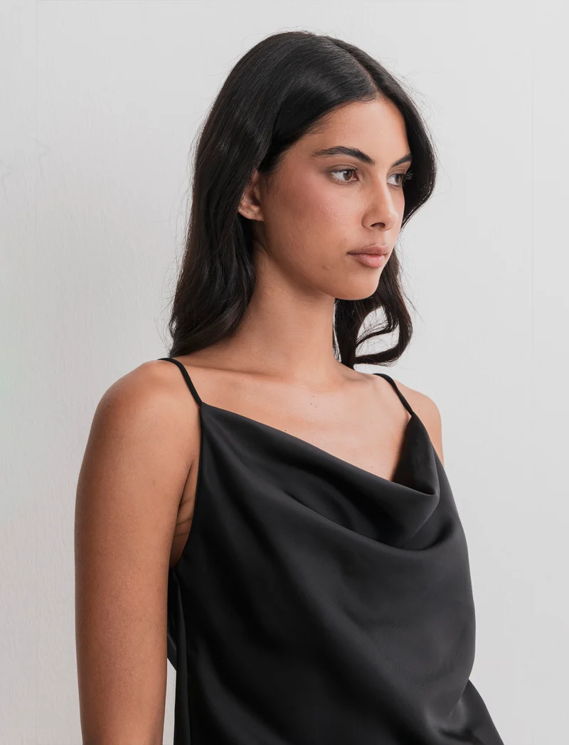 TOP IN SATIN - Nero