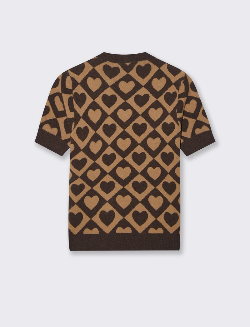 T-SHIRT IN MAGLIA - Marrone tabacco