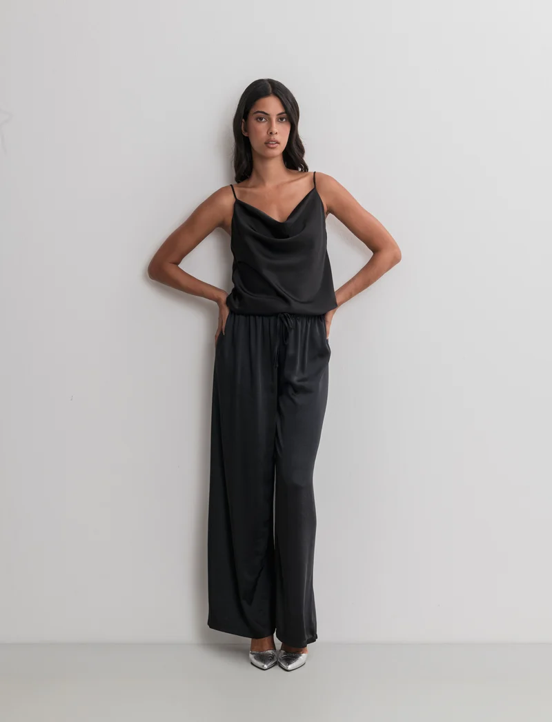 PANTALONE IN SATIN - Nero