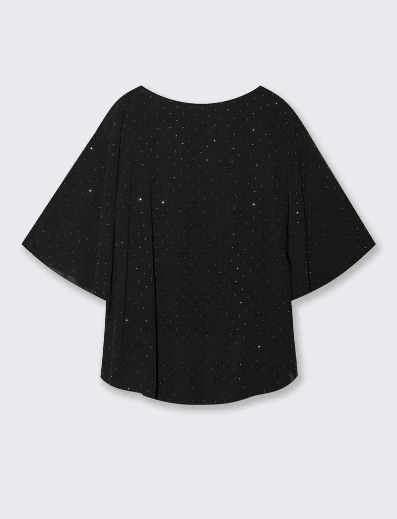 CASACCA OVER CON APPLICAZIONI STRASS - Nero