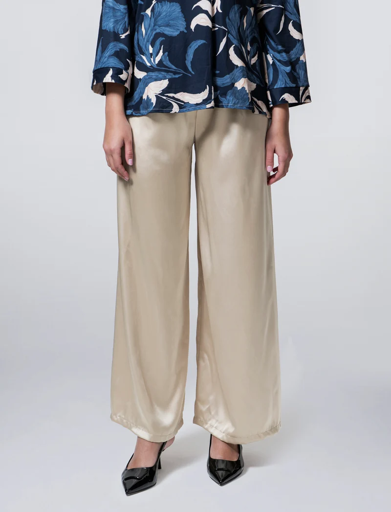 PANTALONE IN SATIN - Beige champagne