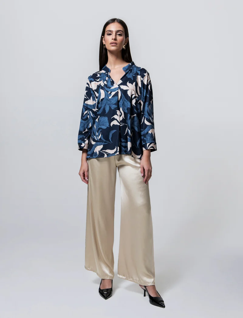 PANTALONE IN SATIN - Beige champagne