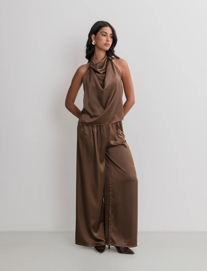 PANTALONE IN SATIN - Moro