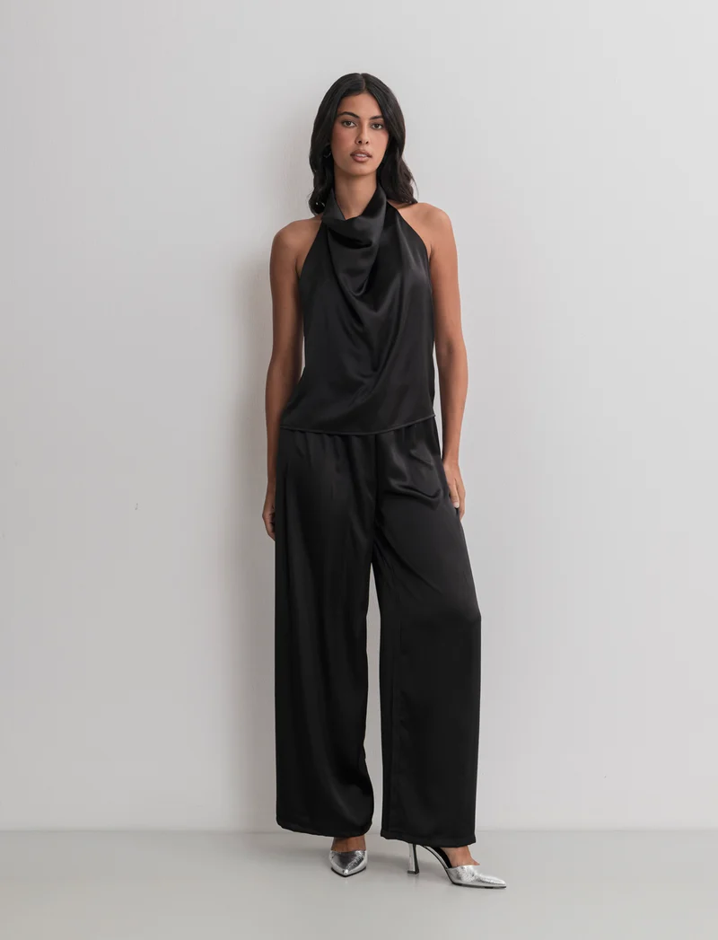 PANTALONE IN SATIN - Nero