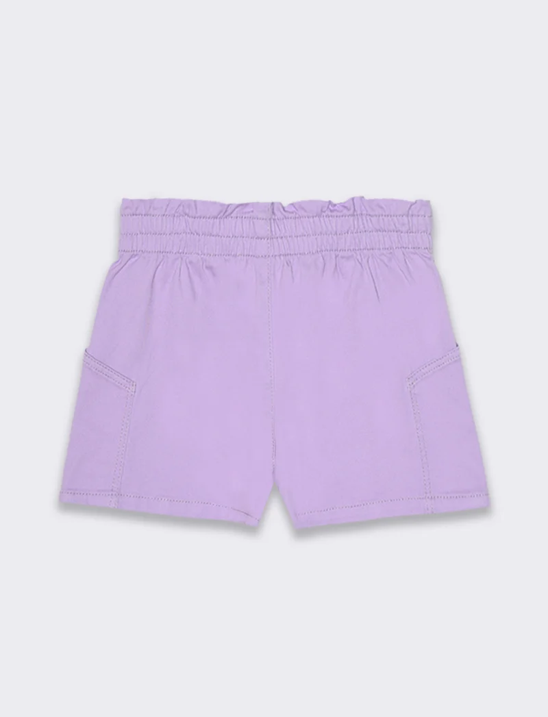 Short in twill elastico da bambina - Lilla