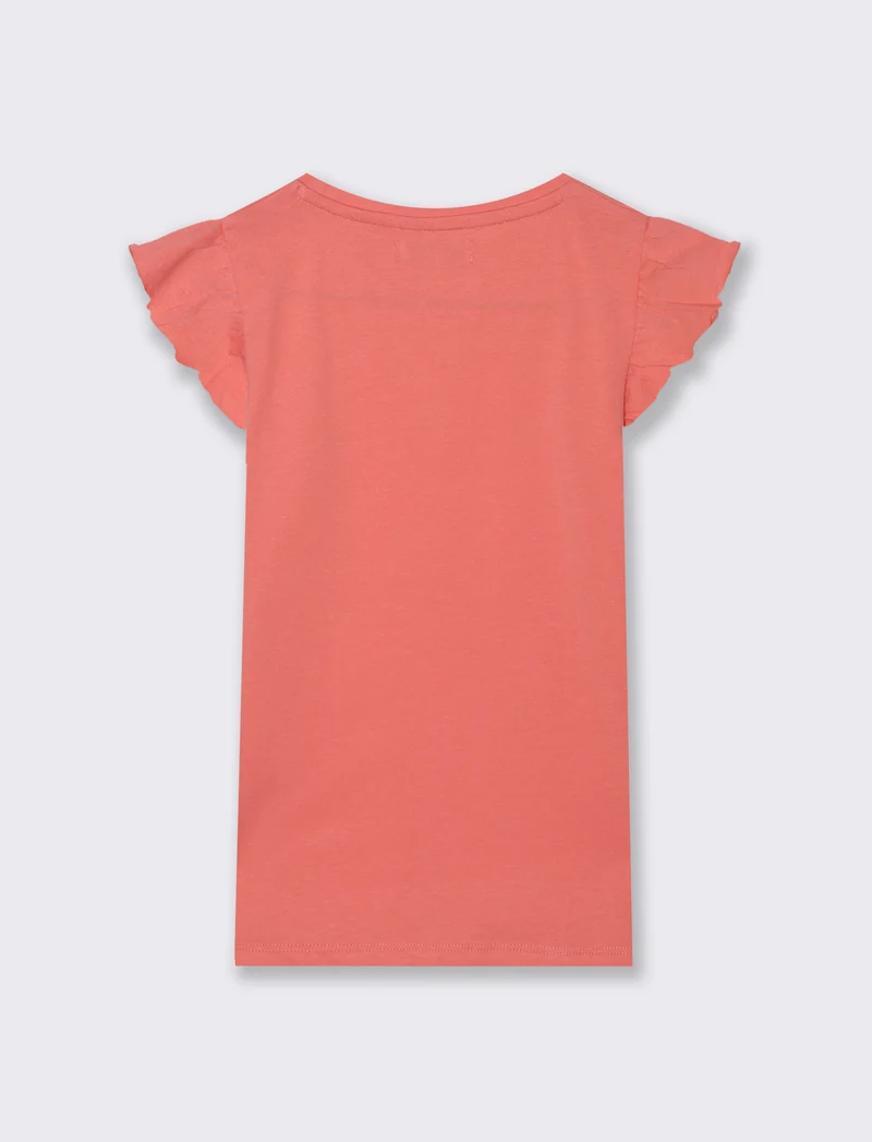 T-shirt mezza manica ad aletta da bambina - Corallo