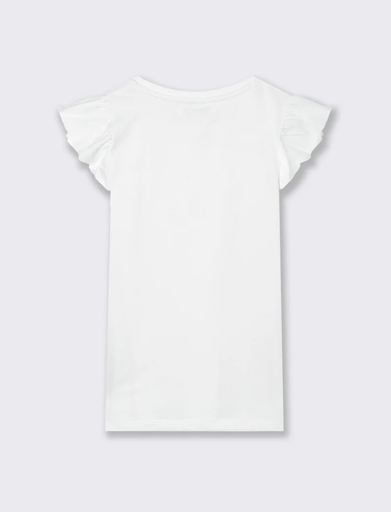 T-shirt mezza manica ad aletta da bambina - Bianco