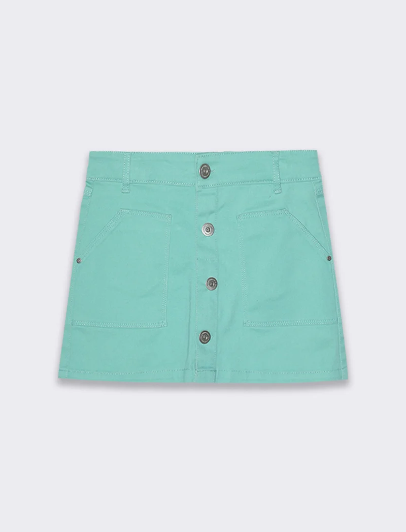 Gonna in twill di cotone elastico da bambina - Verde acqua