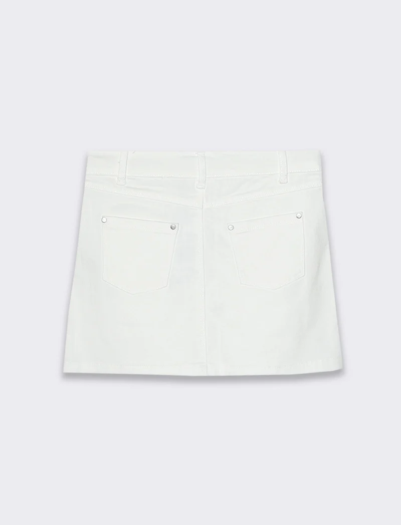 Gonna in twill di cotone elastico da bambina - Bianco
