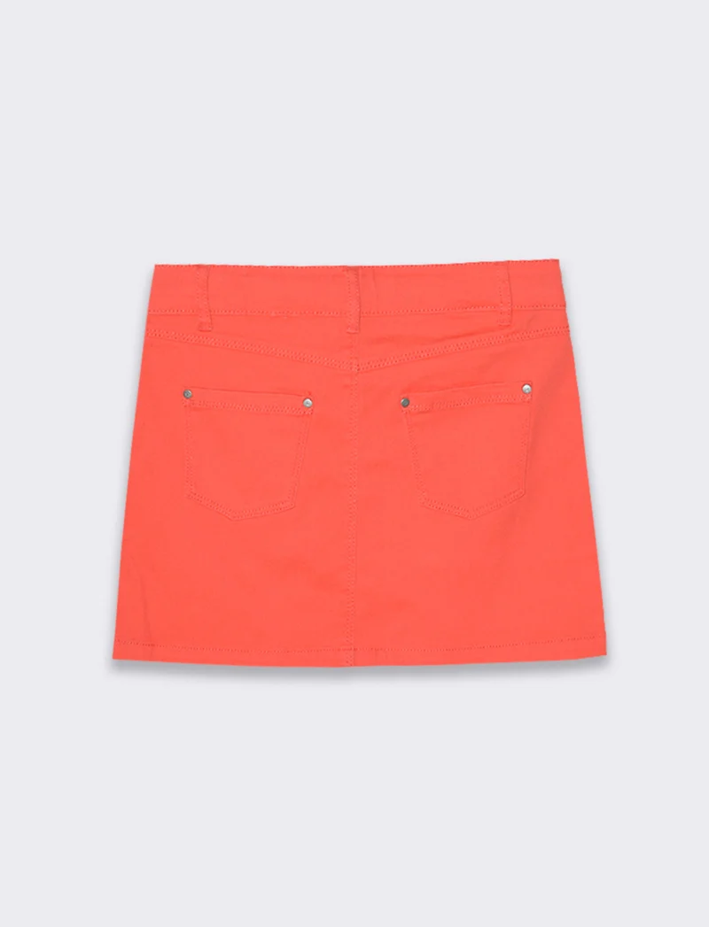 Gonna in twill di cotone elastico da bambina - Corallo