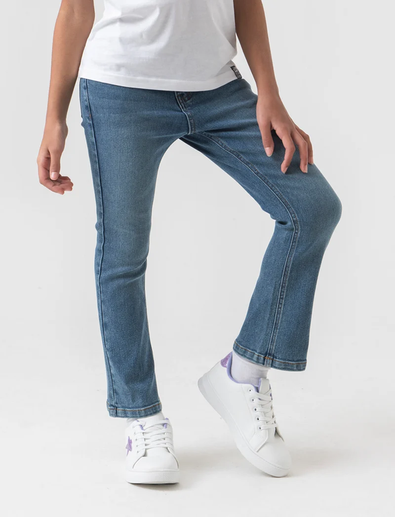 Denim elastico modello a zampa da bambina - Denim