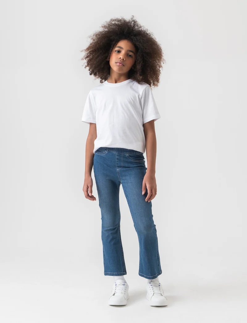 Leggings flare fit in denim elastico da bambina - Denim