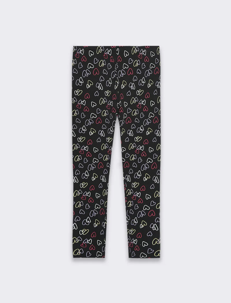 Leggings con stampa all over da bambina - Nero