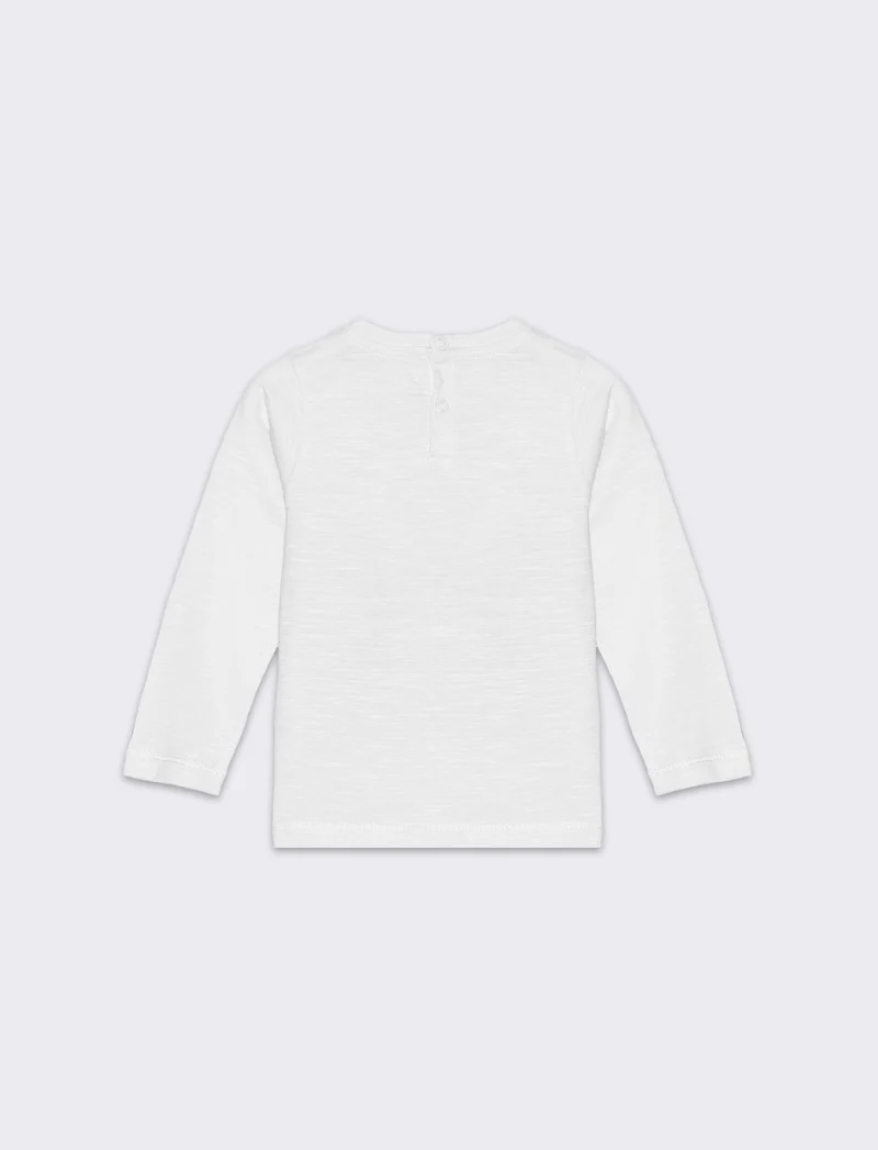 T-shirt girocollo stampata da neonato - Bianco latte