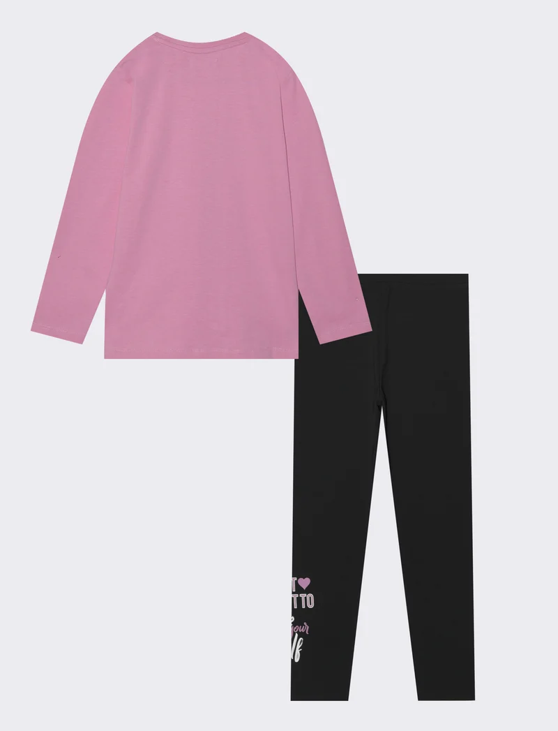 Set 2 pezzi bambina: t-shirt e legging - Rosa candy