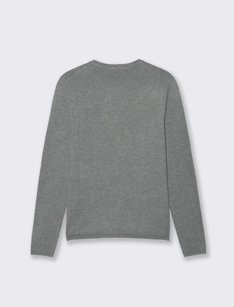 Pullover Scollo Serafino Manica Lunga - Grigio mel.