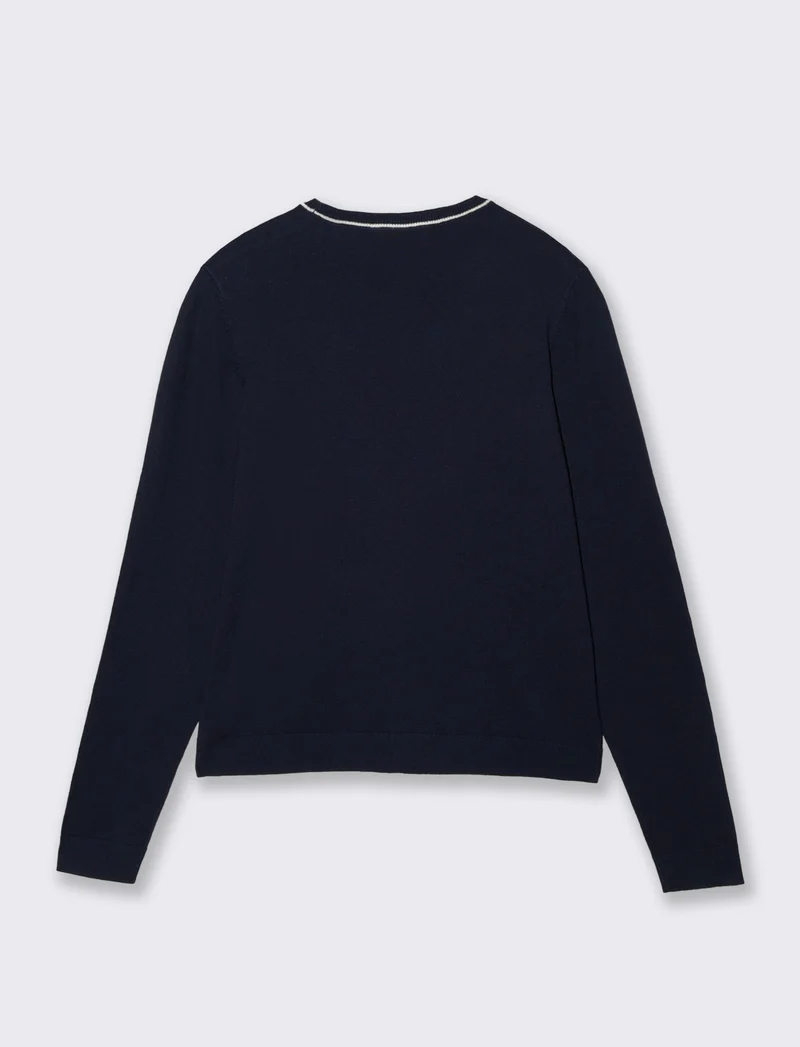 Cardigan manica lunga con scollo a V - Blu