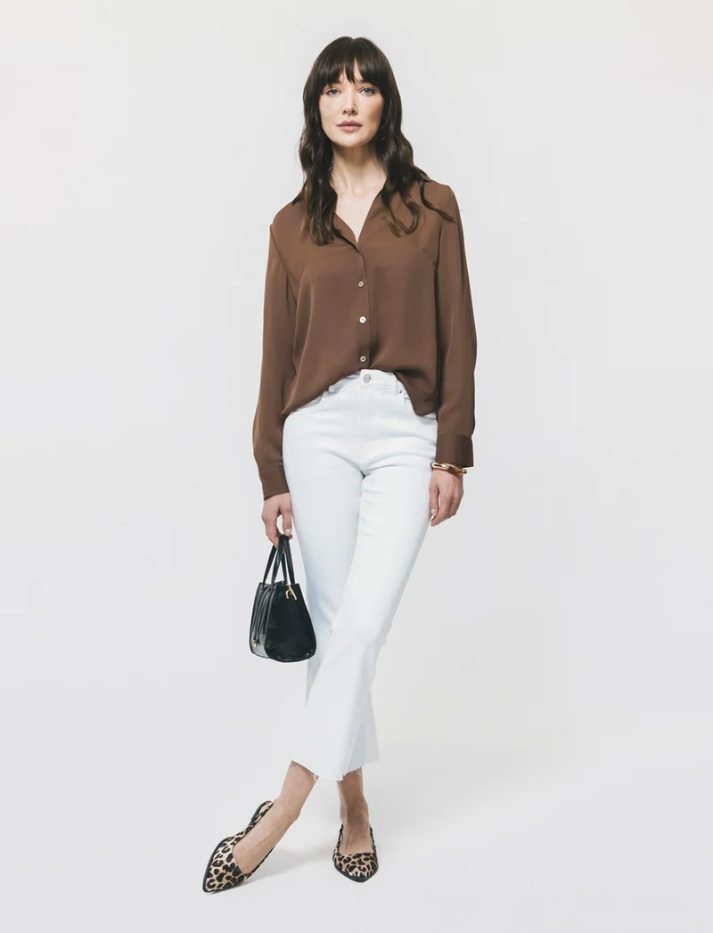 Jeans Mini Flare con Chiusura a Zip - Bianco