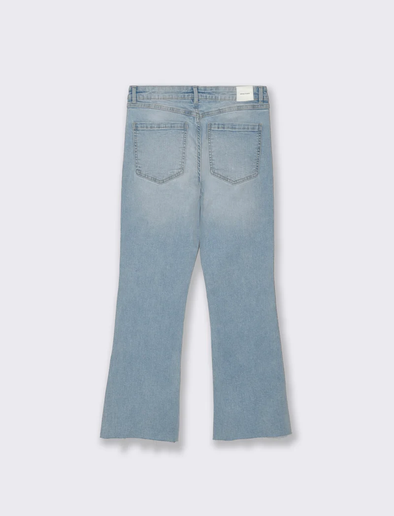 Jeans Mini Flare con Chiusura a Zip - Denim