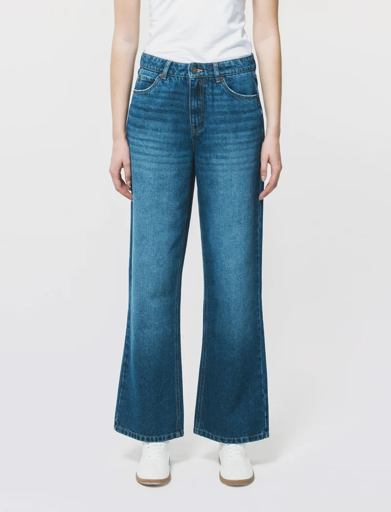 Jeans Vita Alta con Gamba Dritta - DENIM SCURO