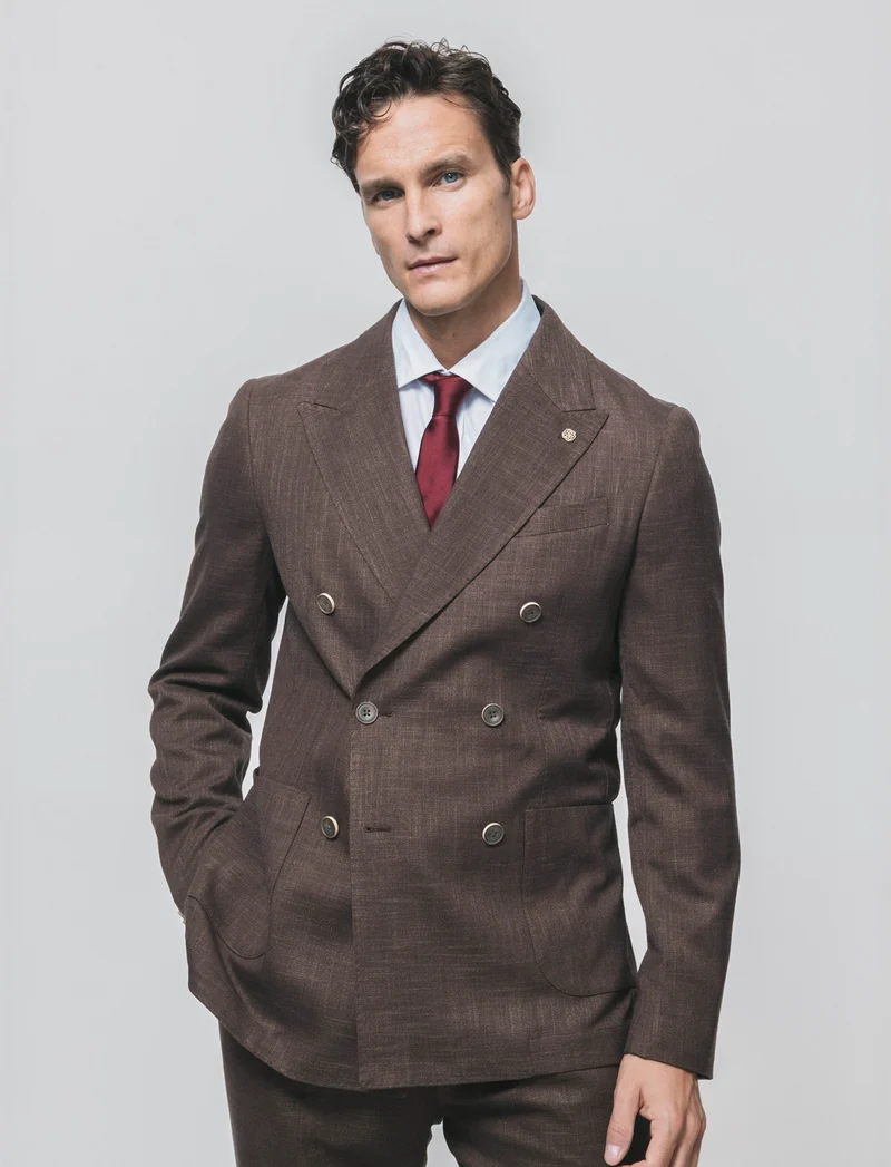 Blazer Doppio Petto Formal Fit Elegante - Moro