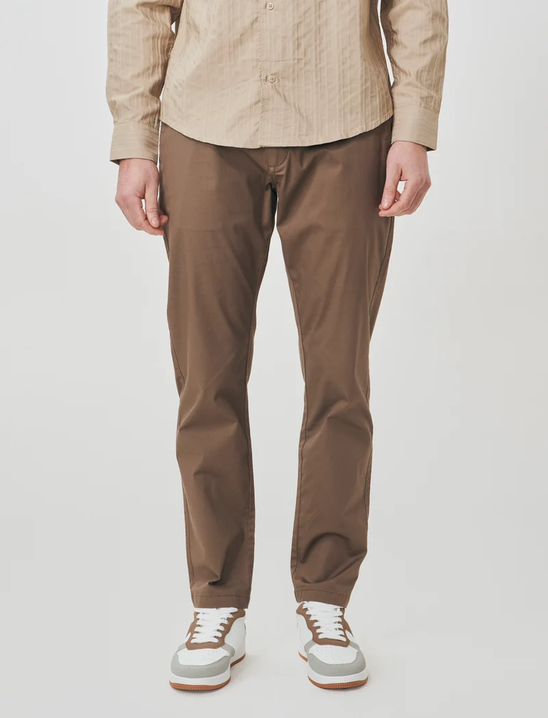 Pantaloni Chino Comfort Regular Fit - Grigio fango