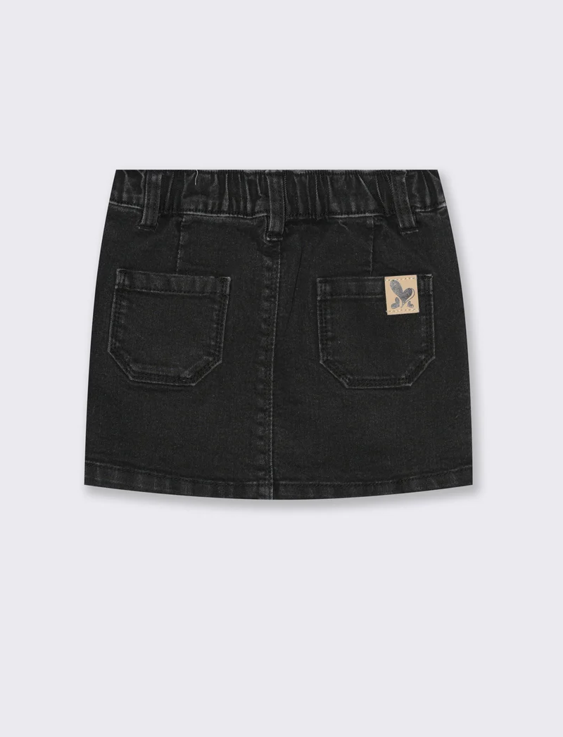 GONNA CORTA IN DENIM - Nero