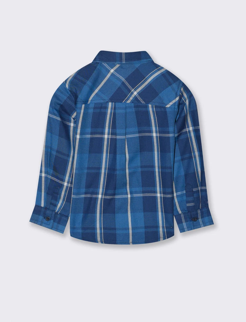 Camicia a quadri con ricamo - Blu