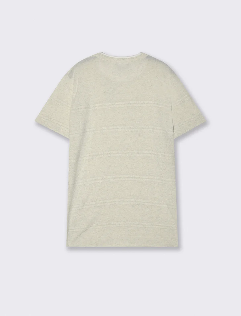 T-shirt in maglia con orli a contrasto - Beige ecru