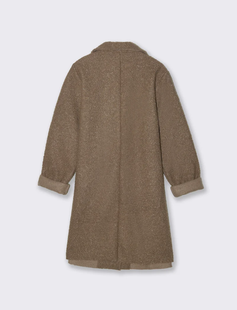 CAPPOTTO IN TESSUTO ARRICCIATO - Grigio fango