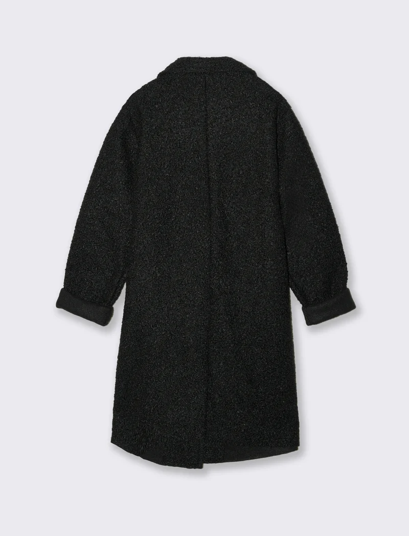 CAPPOTTO IN TESSUTO ARRICCIATO - Nero