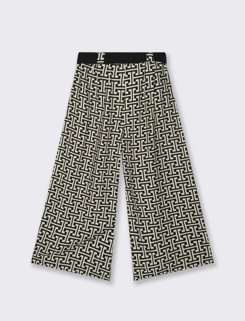 Pantalone stampato con cintura in tessuto - Geometrie