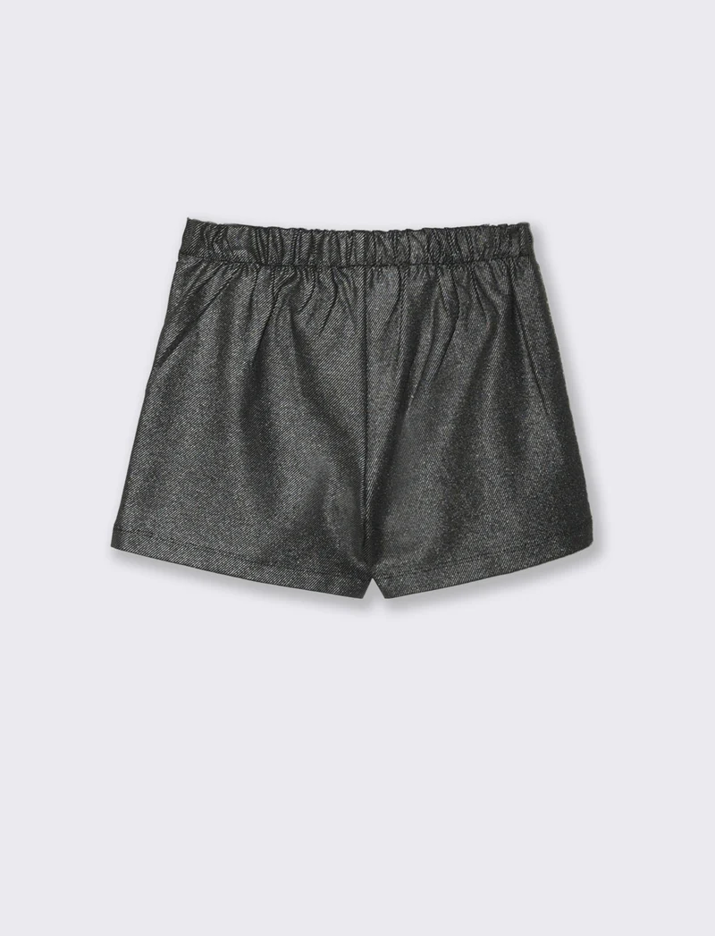 Short finta gonna in tessuto effetto metallizzato - Nero