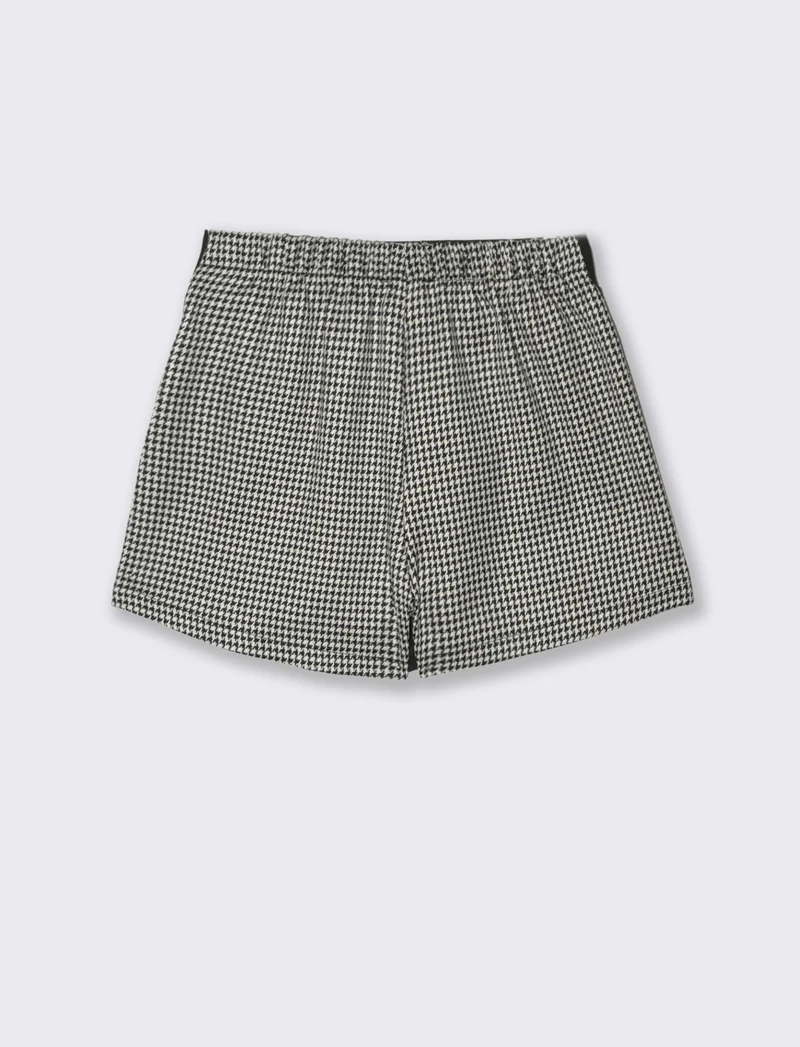 Short in pied de poule con pannello a contrasto. - Fantasia