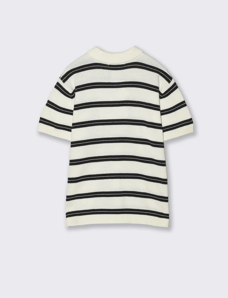 T-shirt polo rigata in maglia cotone - Righe