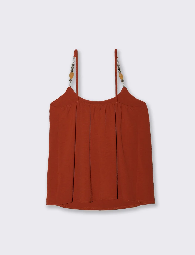 Top con bretelle con accessorio - coccio