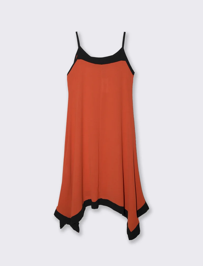 Vestito lungo bicolor - coccio